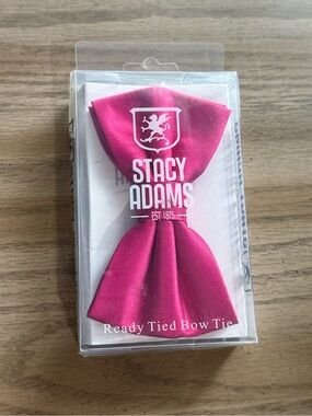 Stacy Adams Ready Tied Bow Tie Fuchsia Pink Microfiber SABOW-28 New Open Box
